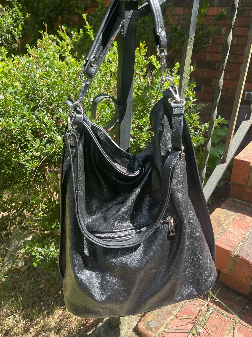Everyday Black Leather-Style Hobo Bag - Sleek Shoulder Tote